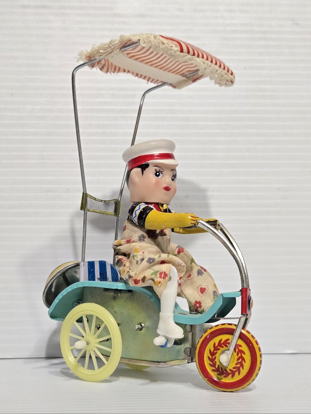 Vintage Tin Wind Up Toy Child On Trike Reproduction Tested